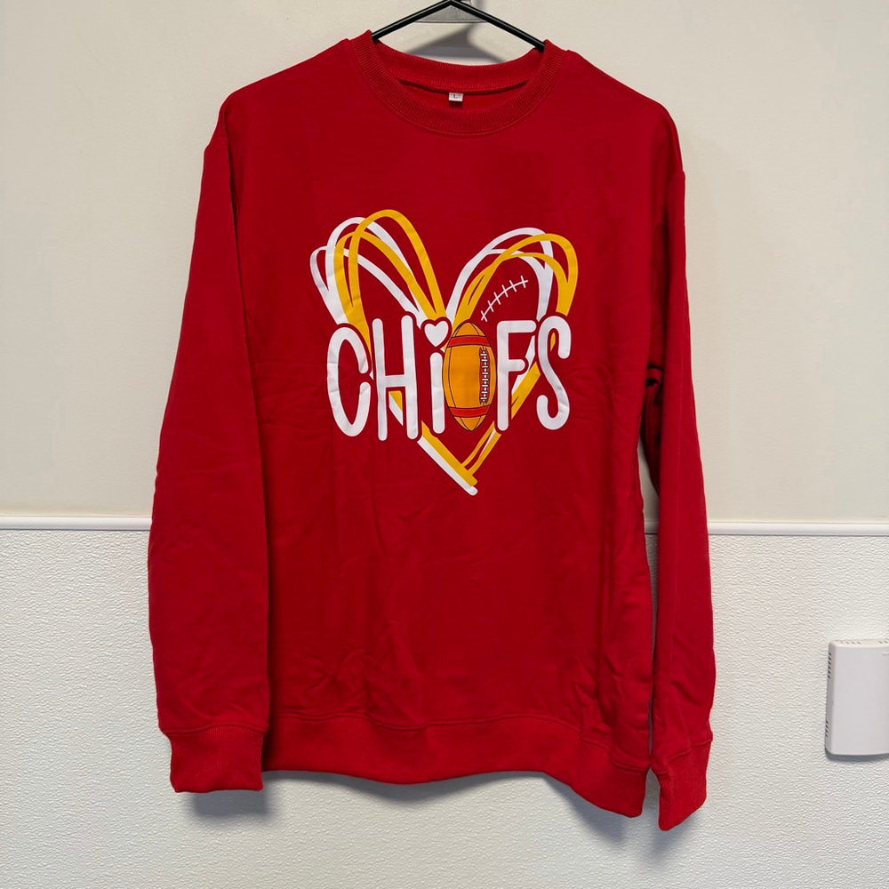 Chiefs Football Women's Red & Yellow Pullover Sweatshirt Large Girly NEW NWOT - Picture 10 of 11